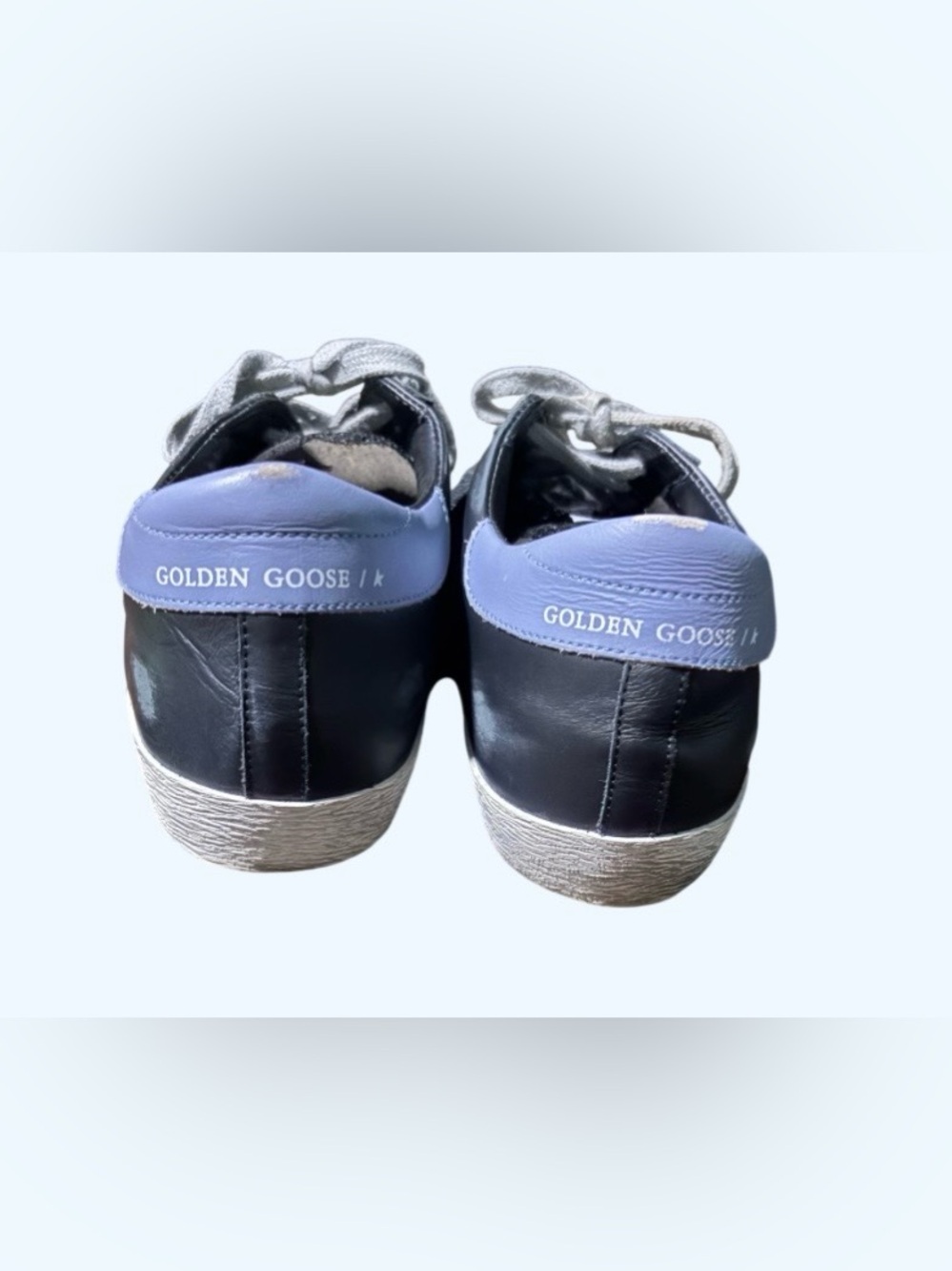 GOLDEN GOOSE- Superstar Black glitter with Blue Star Accent sz 8 (39) - Picture 5 of 10